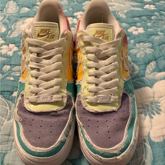 Nike Air Force 1 Pastel Patchwork Sneakers - Purple, Teal, Yellow, Pink, white - Picture 3 of 5